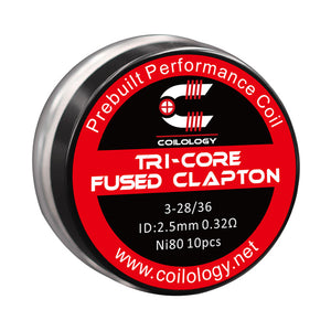10 قطع من ملفات Coilology Tri-Core Fused Clapton الجاهزة 3-28/36